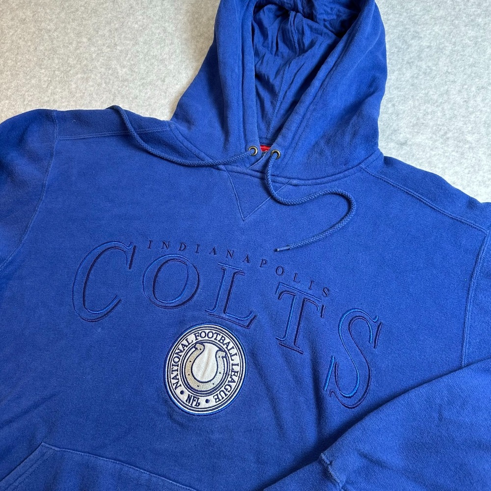 Vintage 2002 Indianapolis Colts NFL Hoodie Mens M Blue Embroidered Y2K Football